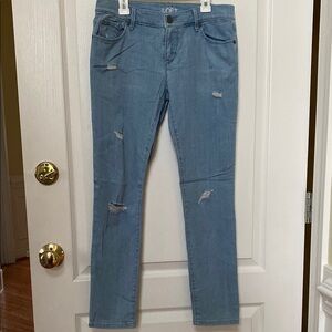 LOFT Blue Relaxed Skinny Jeans with Distressed Details